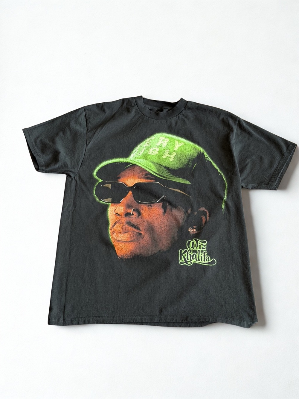 Wiz Khalifa Black Short Sleeve Graphic Tee - Green Accent Size Large